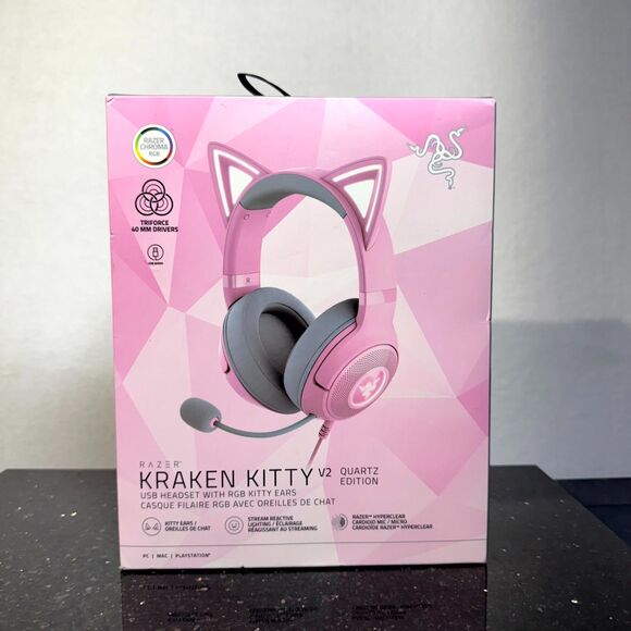Razer Kraken‎ Kitty V2 Quartz Edition Wired Gaming Headset New - Picture 2 of 7